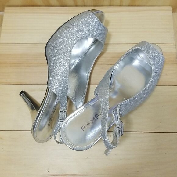 Women’s Sexy Silver Glitter Heels sz 10 - Picture 6 of 9